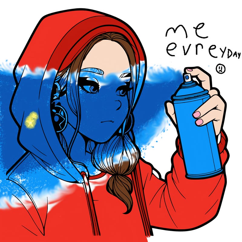 a realistic girl, spray painting