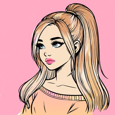 realistic girl with a high ponytail