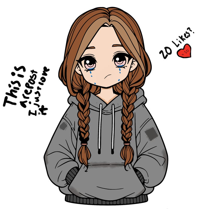 a realistic girl with a oversized hoodie and she has braids