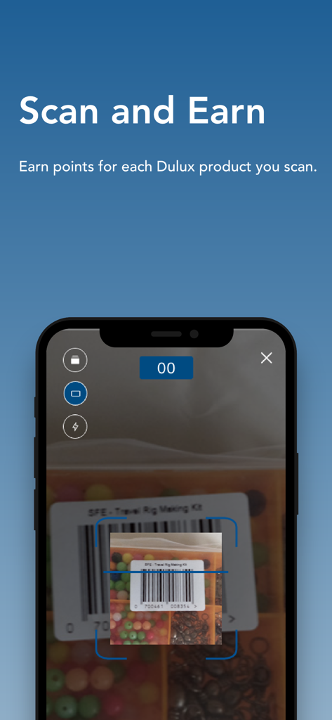 Dulux Connect - Dulux Connect app barcode scanner interface for earning rewards