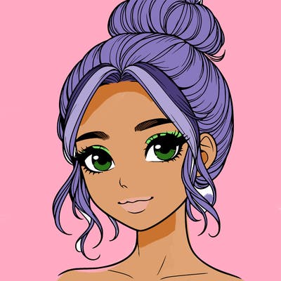 realistic pretty girl with hair in bun