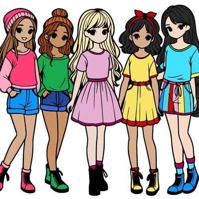 a group of five girls