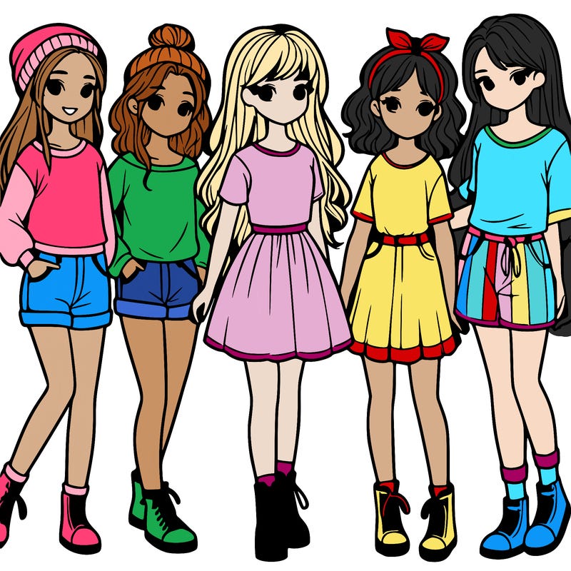 a group of five girls