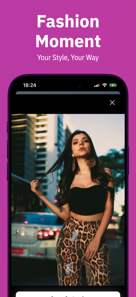 TryFit app virtual fashion try-on preview showing a stylish outfit