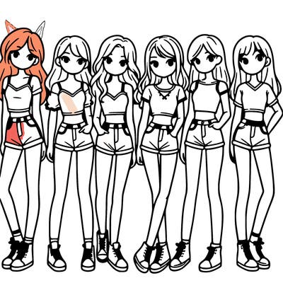 a group of girls wearing crop tops and shorts