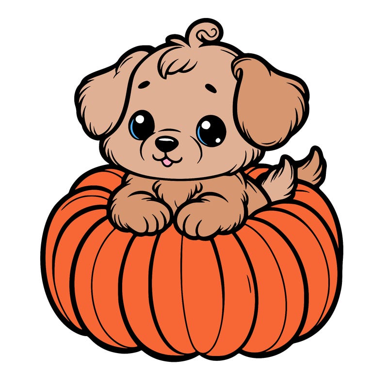 cute little puppy in a pumpkin