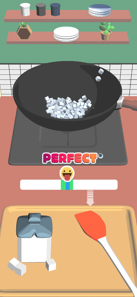 Cafe Master - A satisfying cooking stage in Cafe Master showing a perfect score during food preparation