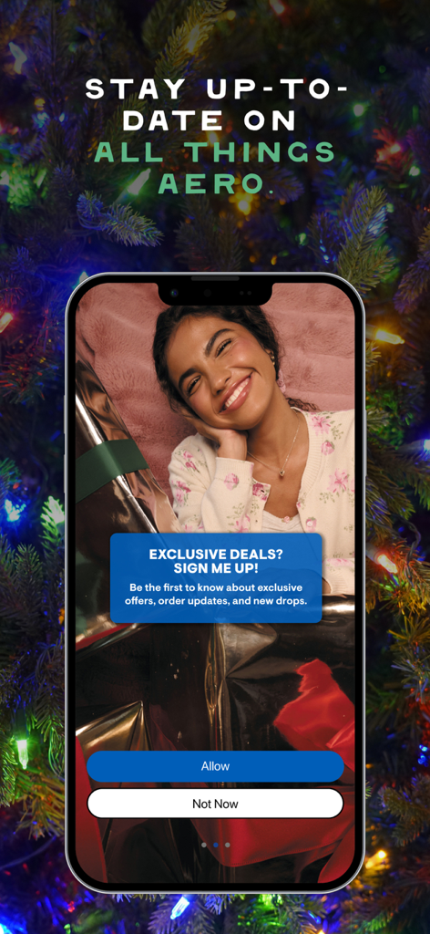 Aeropostale app push notification screen for exclusive deals and updates.