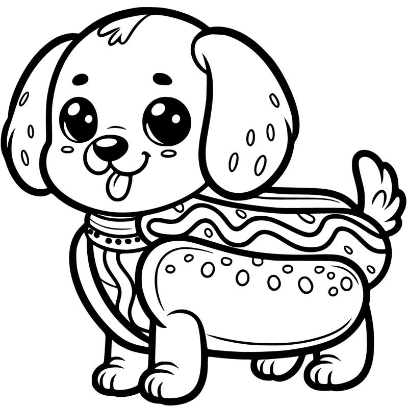 a dog in a hot dog outfit