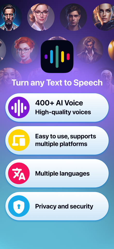 L'application Synthèse Vocale Voix IA présentant plus de 400 voix de haute qualité et une prise en charge multiplateforme