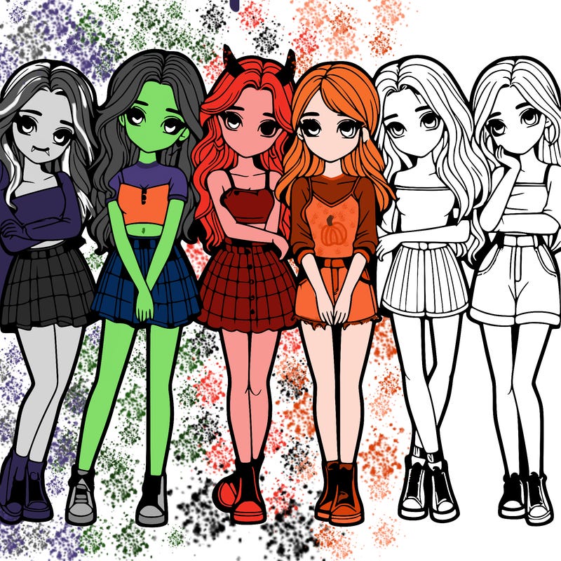 a group of girls realistic