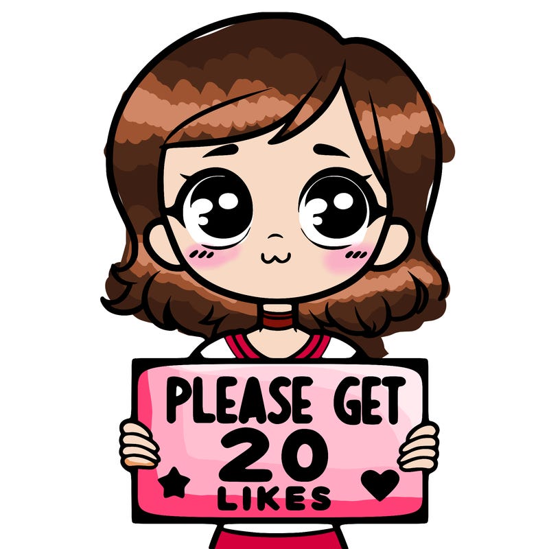 20 girl holding sign that says please get 20 likes