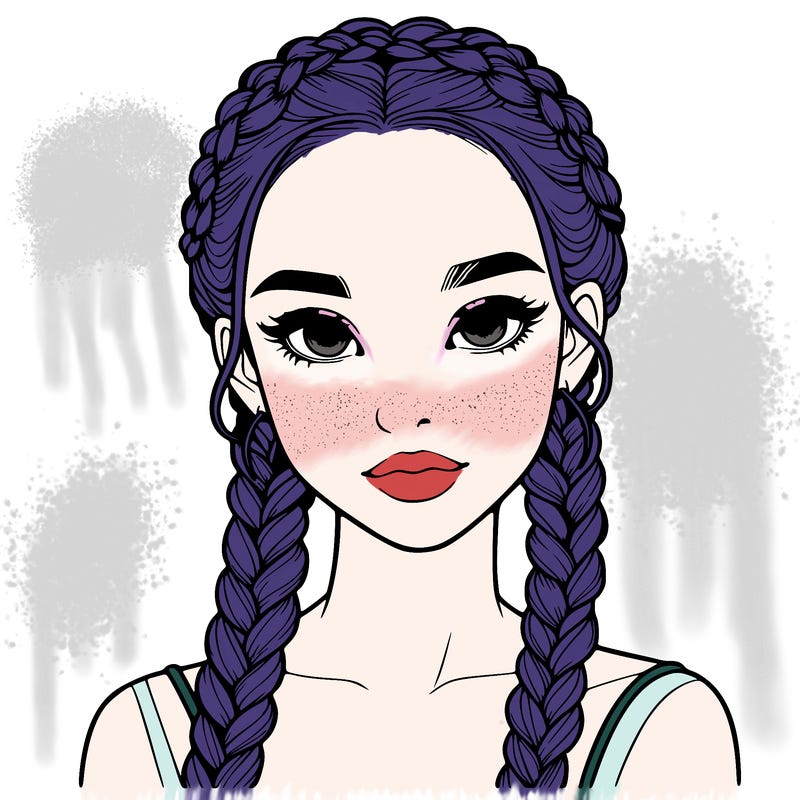 realistic girl with braids