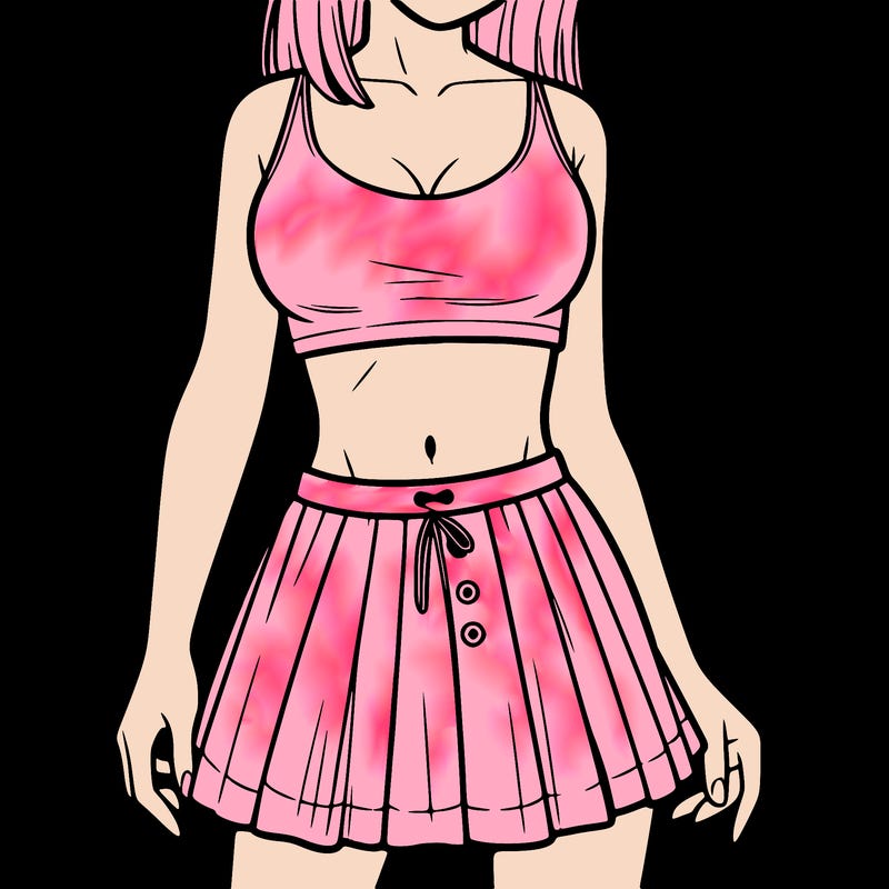 a woman wearing croptop and skirt