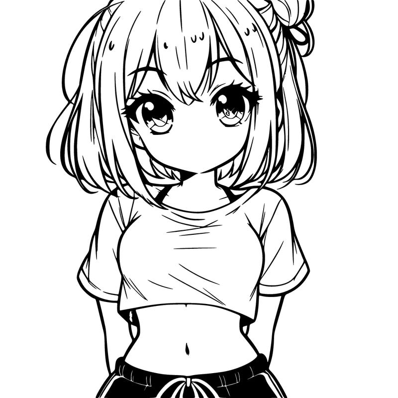 cute anime girl wearing crop top