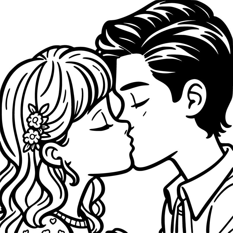 teenager girl kissing teenage boy