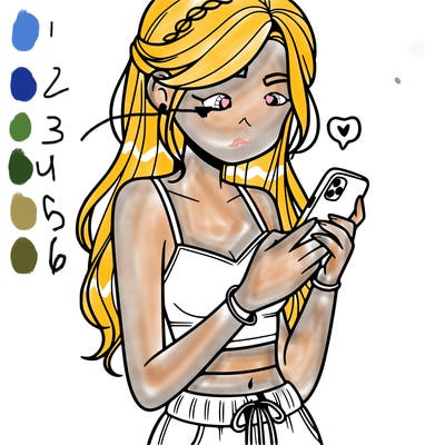 girl with crop top texting on her phone