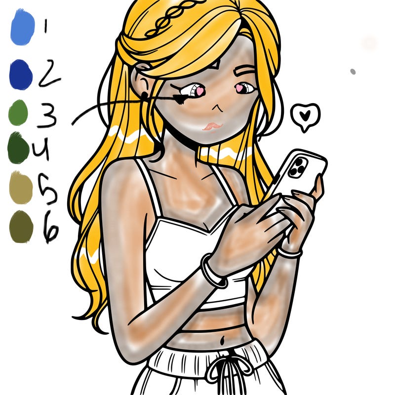 girl with crop top texting on her phone