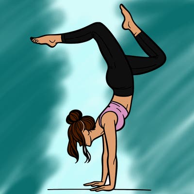 a woman doing a handstand