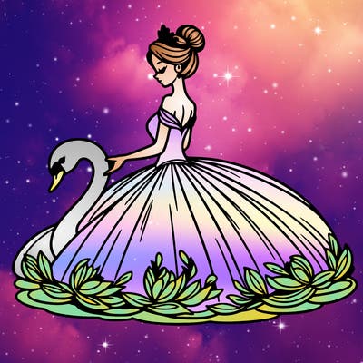 woman in gown with swan
