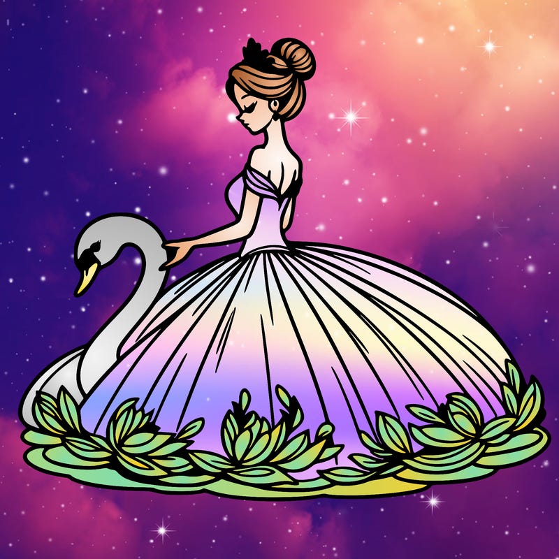woman in gown with swan
