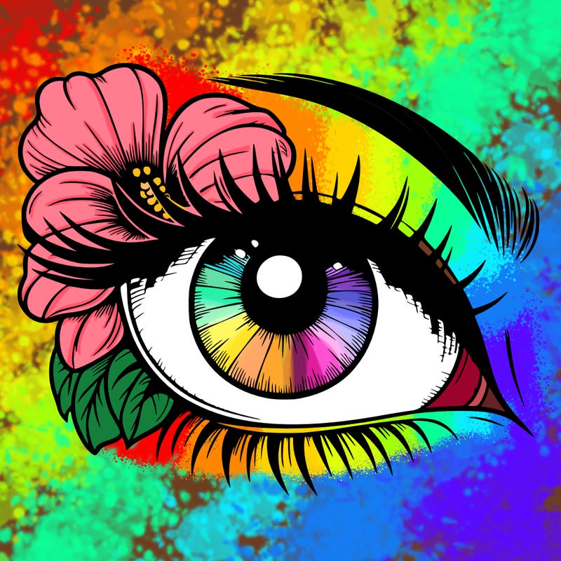 realistic eye with flower