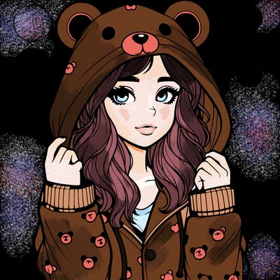 realistic girl in a animal pjs hoodie