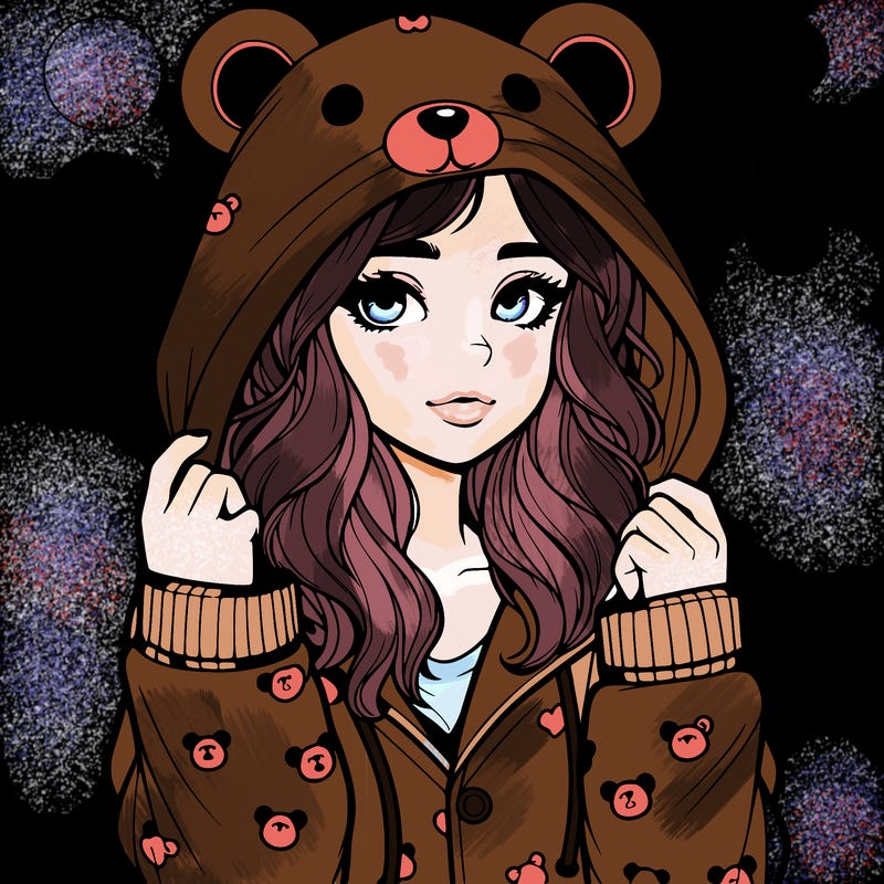 realistic girl in a animal pjs hoodie