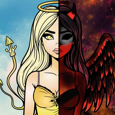 devil vs angel realistic girl