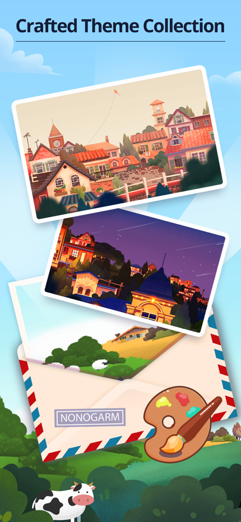 Nonogram: Picture Cross Sudoku - Eine Anzeige von künstlerischen Themensammlungen mit Postkarten von Landschaften und Stadtlandschaften im Nonogram Picture Cross-Rätselspiel.