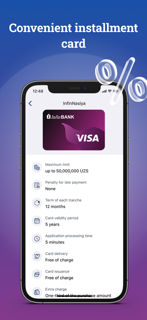 InfinBANK - Detalhes e termos do cartão de parcelamento InfinNasiya Visa do InfinBANK