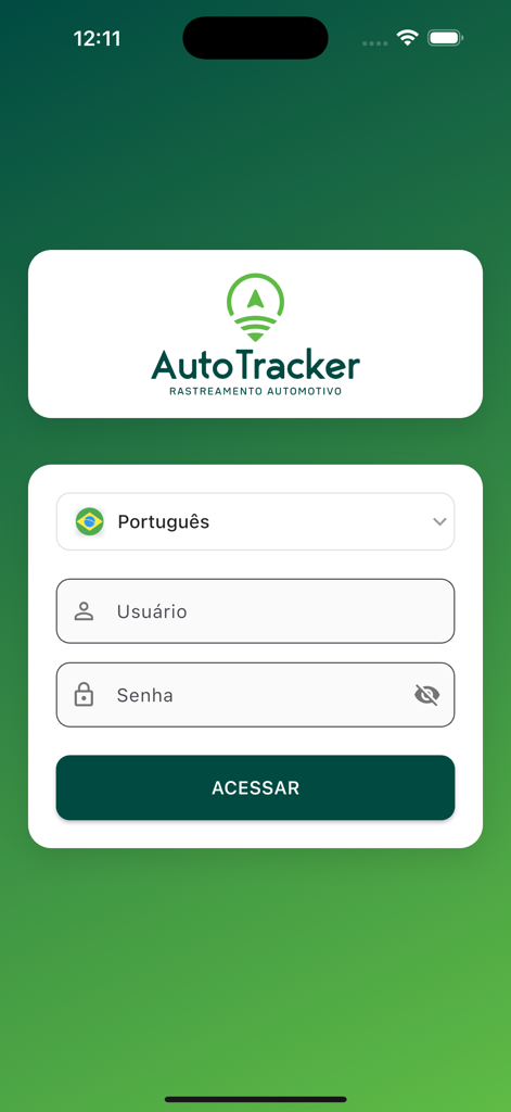 Auto Tracker 3.0 - Login screen for Auto Tracker 3.0 vehicle tracking app with fields for username and password