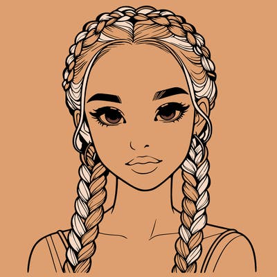 realistic girl with braids