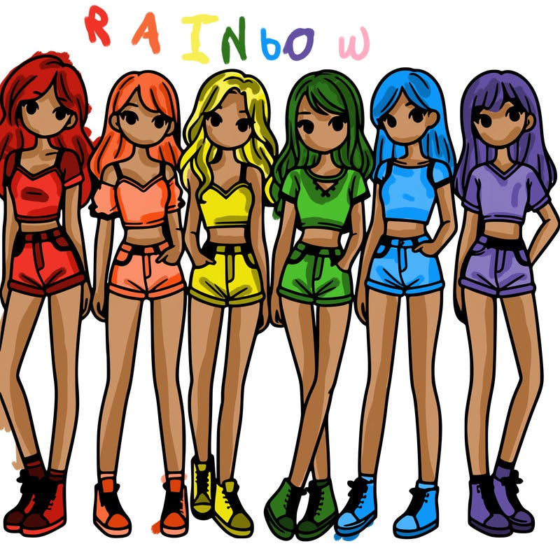 a group of girls wearing crop tops and shorts
