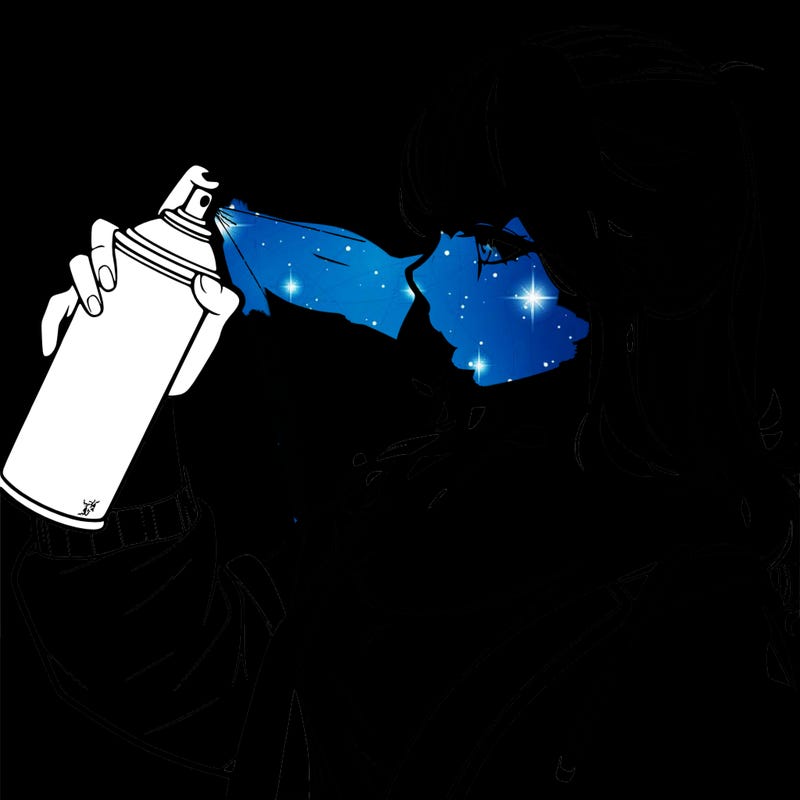 a realistic girl spray, painting