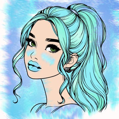 realistic girl with a ponytail on her hair and lips