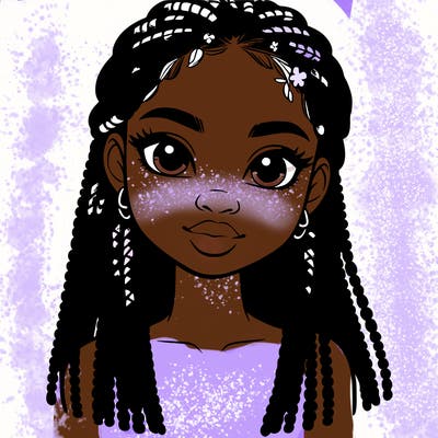 a realistic black girl with braids
