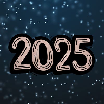 one line scrawled numbers sketch design “2025”