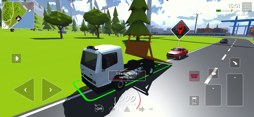 Cars LP - Extreme Car Driving - White tow truck loading a red car in Cars LP open world gameplay