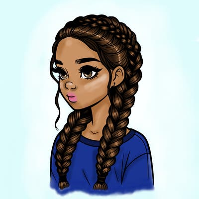 realistic girl with braids