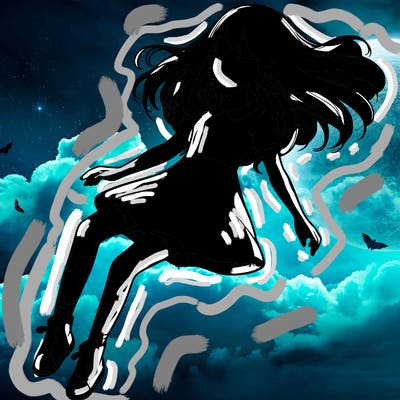 realistic girl floating