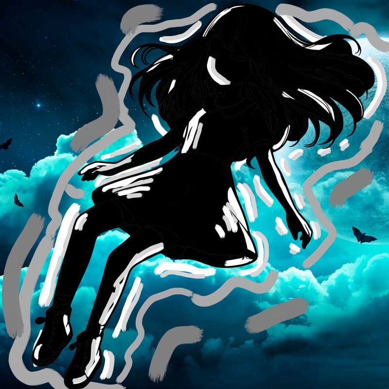 realistic girl floating