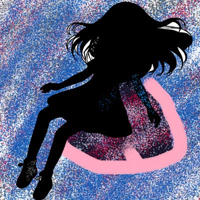 realistic girl floating