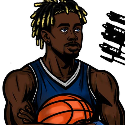 basketball player realistic with locs