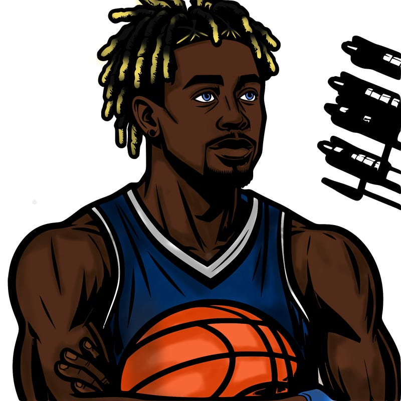 basketball player realistic with locs