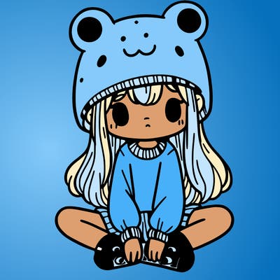 a girl wearing a frog hat and some frog socks