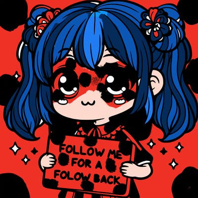 cute girl with a sign that says follow me for a follow back