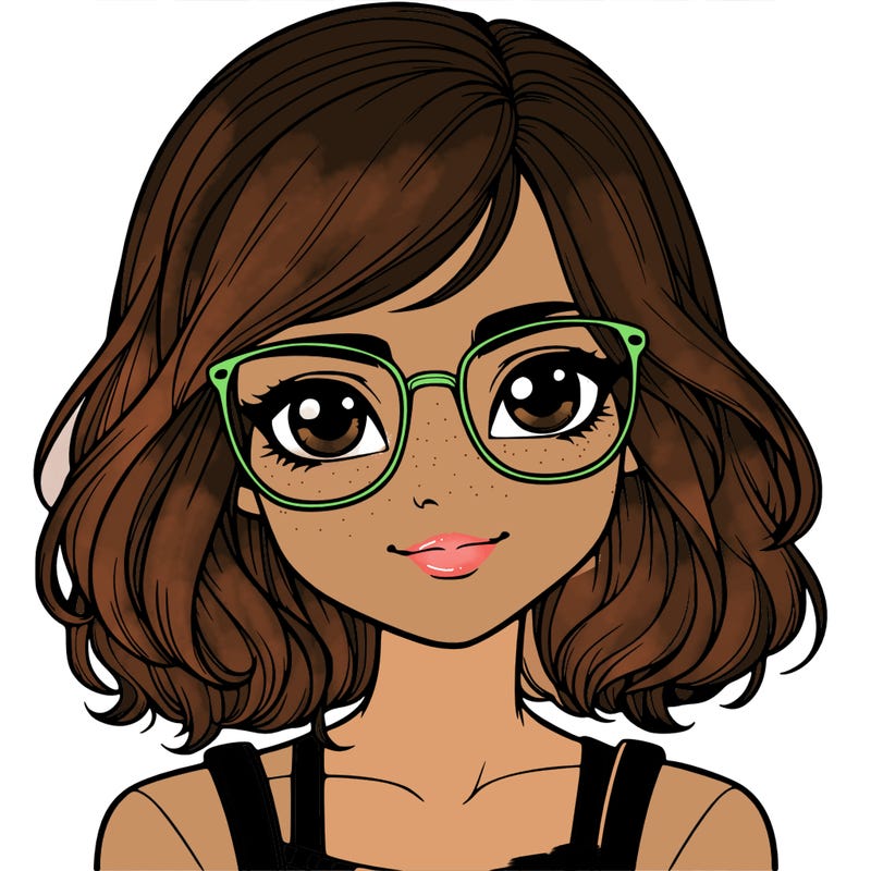 realistic girl with glasses