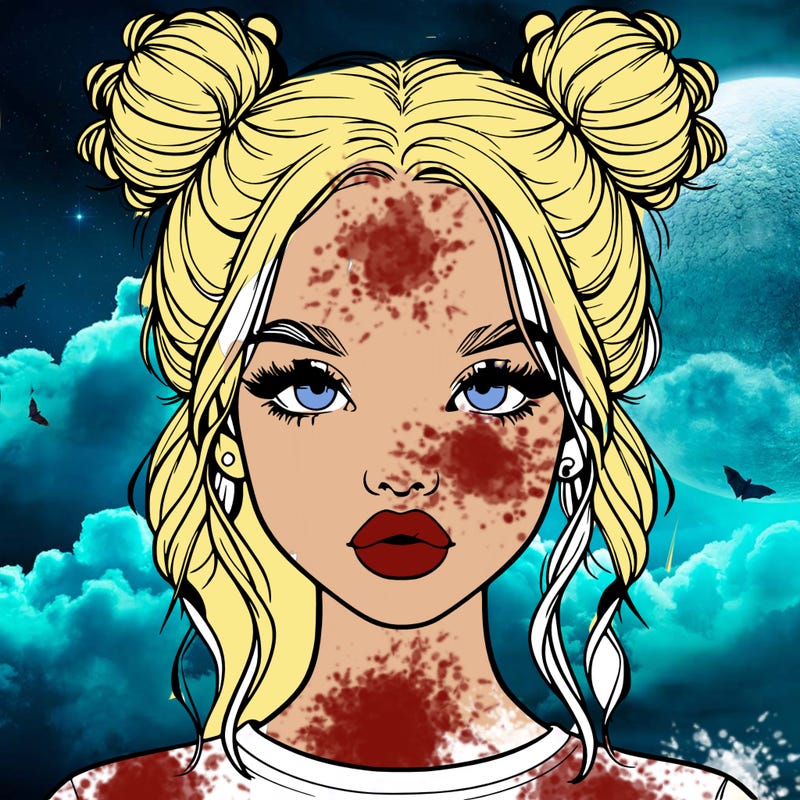 realistic girl with two buns in hair and lips