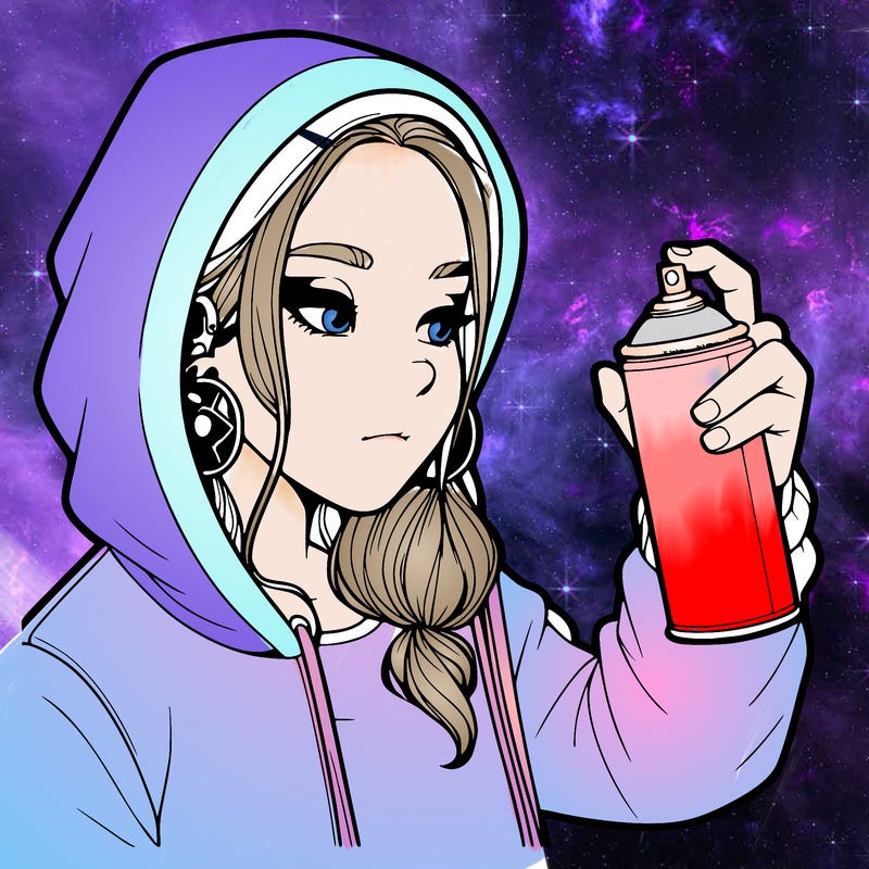 a realistic girl, spray painting